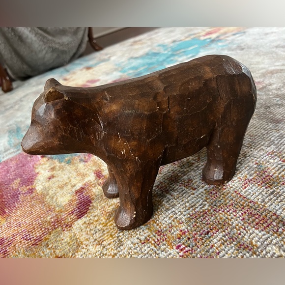Brown smooth, distressed wood hand carved grizzly bear home decor rare item - Picture 4 of 10